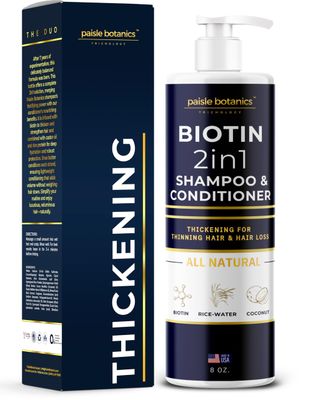 Biotin 2 in 1 Shampoo Conditioner for Thinning Hair Treatment - Men Women - Hair Growth Set