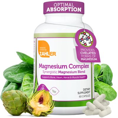 Zahler Magnesium Complex Supplement - Multi Magnesium Supplement Blend with Magnesium Glycinate, Malate, Aspartate, Taurinate and Oxide Plus Vitamin B6 - Bone Nerve Heart Muscle Health (60 Capsules)
