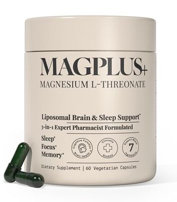 MAGPLUS Magnesium L-Threonate, Apigenin Theanine - High Absorption Liposomal Magnesium Supplement Capsules - Supports Natural Deep Sleep, Calm, and Cognitive Function