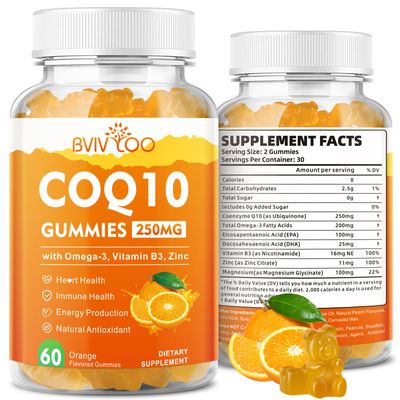 CoQ10 Gummies 250mg, Plus Omega-3, Vitamin B3 Zinc, Magnesium - High Absorption Coenzyme Q10 Supplements for Heart Health, Cellular Energy, Antioxidant Support, 60 Count
