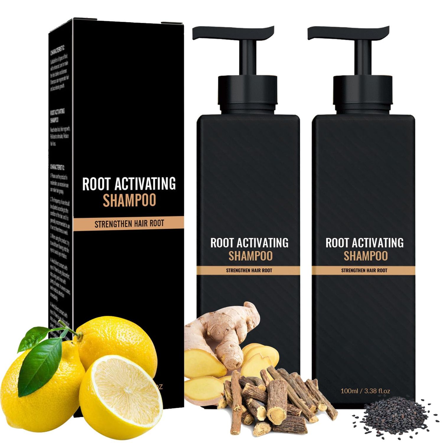 2-Pack Root Activator Shampoo, Nourishing Long Lasting Hair Care for Darker Thicker Hair, Mane Root Activator for Hair Smooth Strong Repair Conditioning Shampoo for Men Women(100ml2)