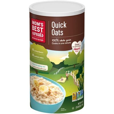 Mom&#39;s Best Quick Oats, Hot Cereal Made with Whole Grains, 42 OZ Canister