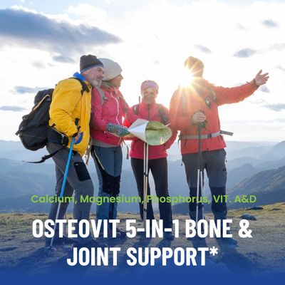 OsteoVit 5-in-1 Calcium 120 tabs Multivitamin: Calcium, Magnesium, Phosphorus, Vitamin D3 A - Bone Strength Flexibility, Non-GMO Gluten Free Calcium Supplement for Women Men with Vitamin D