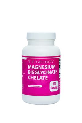 T.E. Neesby Magnesium Bisglycinate Chelate Supplement, Veggie Caps, High Absorption, No Fillers, Non GMO