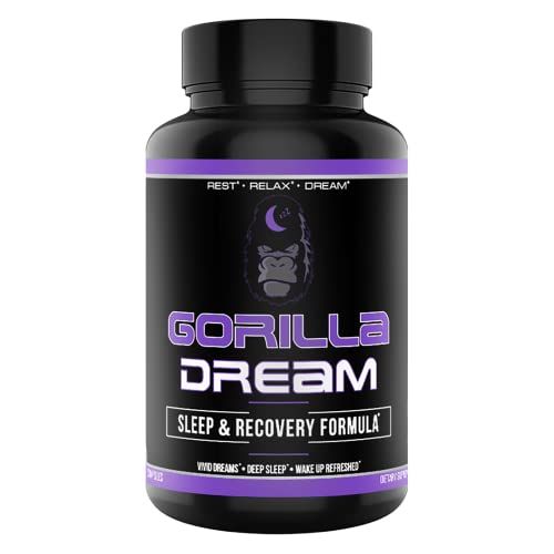 Gorilla Mind Dream Sleep Supplement (120 Capsules) - Nootropic Infused Comprehensive Sleep Recovery Supplement - GABA, Melatonin, Valerian Root, Magnesium, L-Theanine, Sensoril, Ashwagandha More
