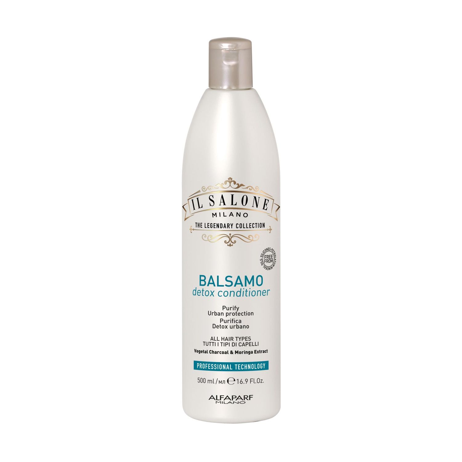 Il Salone Milano Detox Conditioner for All Hair Types - Clarifying Hair Conditioner with Charcoal Powder - Scalp Cleanser to Detox - Restore Broken Bonds Add Softness (16.9 oz 500 ml)