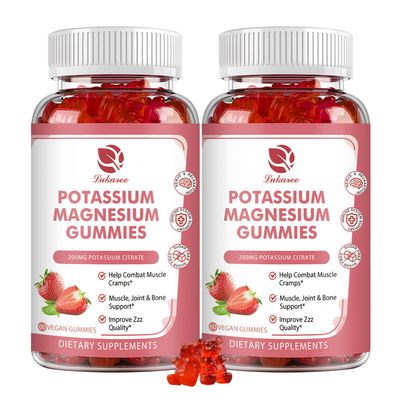 Magnesium Potassium Supplement Gummies - New Formula Calm Magnesium Glycinate Gummies Potassium Citrate 200 mg Plus Omega 3, B6, D3, K2 Calcium for Zzz, Leg Cramps Muscle - 120 Count