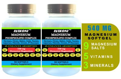 Phospholipid Magnesium Complex 2500mg (9 Magnesium Salts, 5 Vitamins 3 Minerals) (180 Softgels)