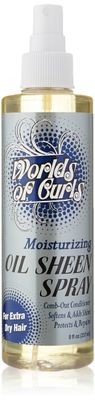 Worlds Of Curls Comb Out Conditioner Oil Sheen Spray Moisturizer Extra Dry Hair, 8 Oz