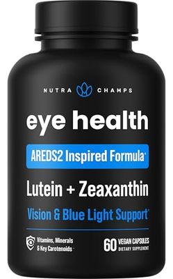 NutraChamps AREDS 2 Eye Vitamins - Lutein, Zeaxanthin Bilberry Extract - Eye Health Supplement with Carotenoids Vitamin C, E Zinc - 60 Capsules