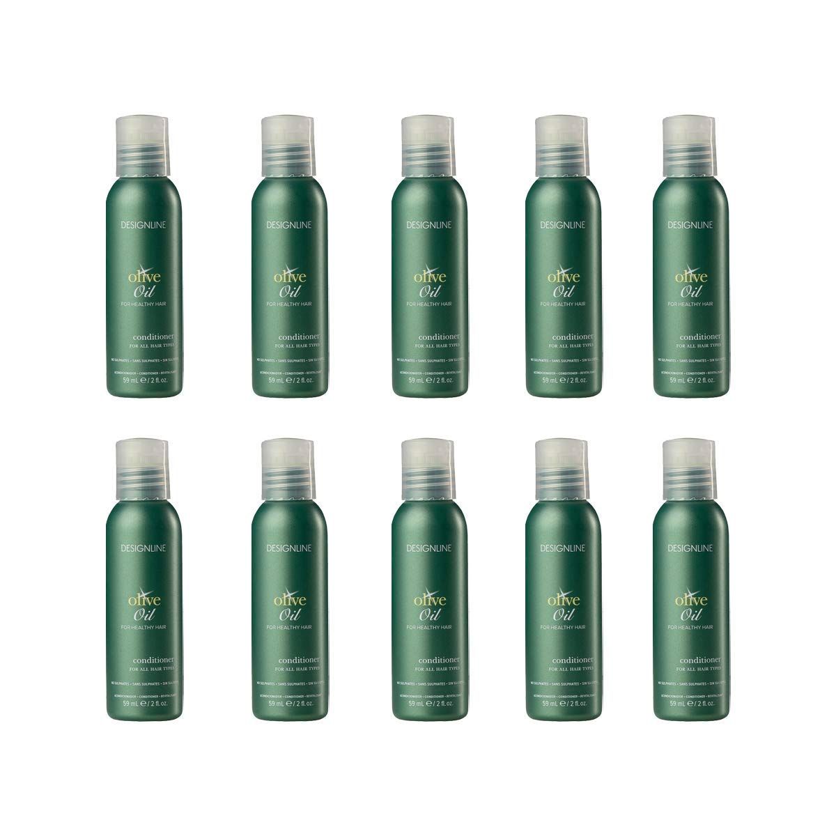 DESIGNLINE Olive Oil Conditioner, 2 oz (10 Pack) - Fortified with Vitamins E and K for Hair Protection