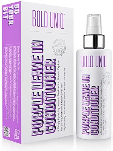 BOLD UNIQ Purple Leave In Conditioner for Dry Damaged Blonde, Platinum GraySilver Hair. Light Toning, Hydrating Detangling. Peta-approved, Vegan Cruelty-Free. Sulfate Paraben Free.