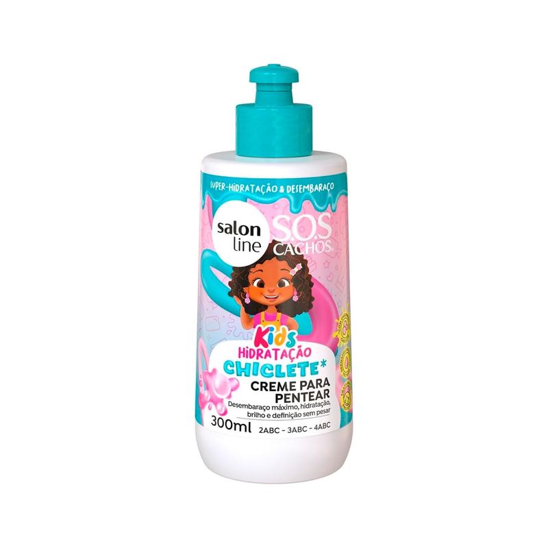 Salon Line - Linha SOS Cachos (Kids) - Creme para Pentear Hidratacao Chiclete 300 Ml - (SOS Curls (Kids) - Chewing Gum Hydration Combing Cream 10.14 Fl Oz)