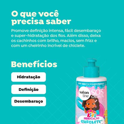 Salon Line - Linha SOS Cachos (Kids) - Creme para Pentear Hidratacao Chiclete 300 Ml - (SOS Curls (Kids) - Chewing Gum Hydration Combing Cream 10.14 Fl Oz)