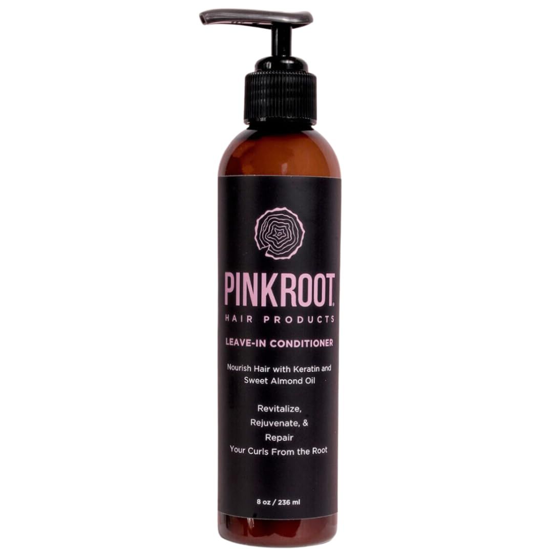 Pink Root Hair Products Leave-in Conditioner for Curly, Wavy, and Kinky Hair - with Sweet Almond Oil and Keratin Protein, 8oz