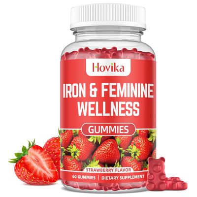 Iron for Women Gummies, 40mg Iron Supplement Anemia with multivitamin for Women, Zinc, Selenium, Iodine - for Iron Deficiency - Natural Hormonal Support for PMS, Strawberry Flavour, 60 Count