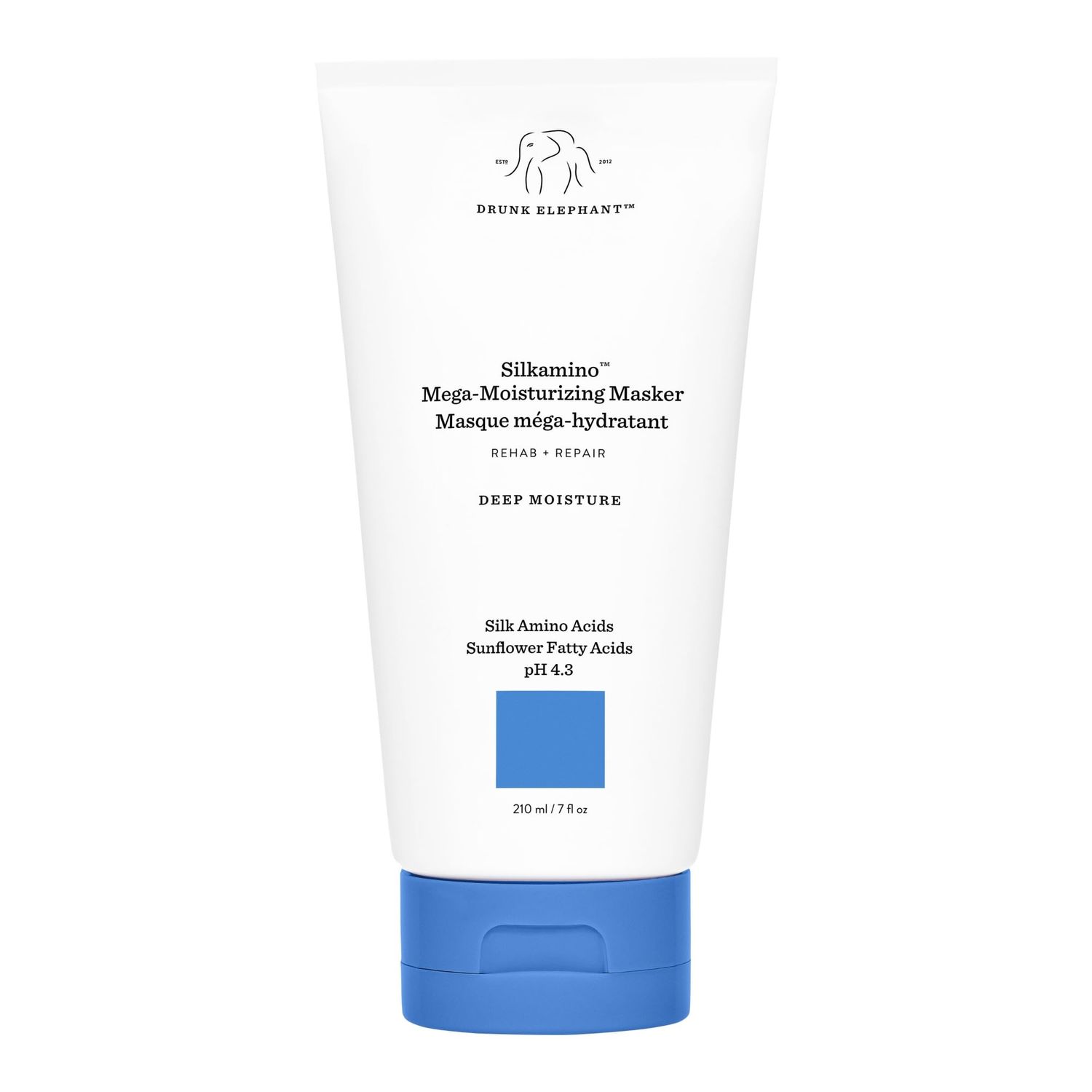Drunk Elephant Silkamino Mega-Moisturizing Masker - 210 ml7 fl oz - Silk Amino Acids - Clean Clinical - Sulfate-Free - Cruelty-Free - Dermatologist-Tested - Free of Essential Oils, Silicones, and SLS