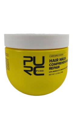 PURC Argan Oil Hair Mask for Dry, Damaged Hair, 100ml, Organic, Smoothing, Anti-Breakage Leave-In Formula, Yellow