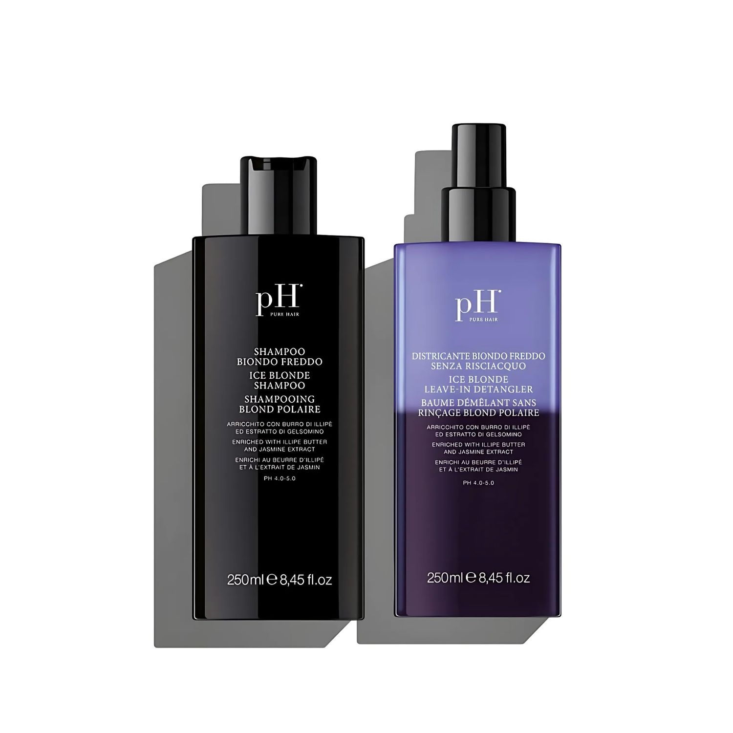 pH PURE HAIR Ice Blonde Shampoo Leave-In Detangler Spray for Blonde Hair Shampoo with Illipe Butter Jasmine Extract, Sulfate-Free, Fragrance Infused for Softness Shine - 8.45 Oz