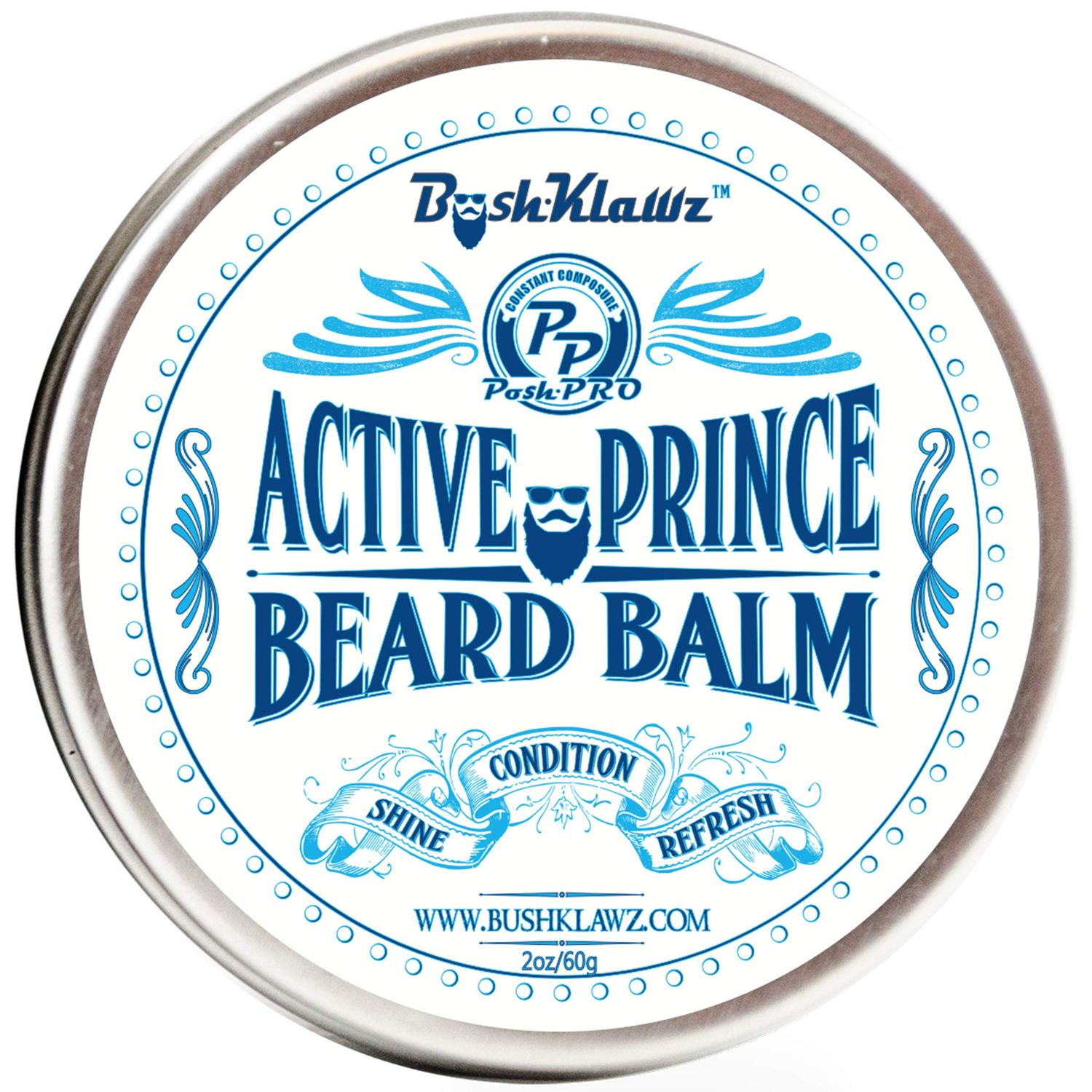 BushKlawz Beard Balm Leave-in Conditioner, 2 oz - Active Prince Scent - Best Conditioner for Men&#39;s Beard and Gifting