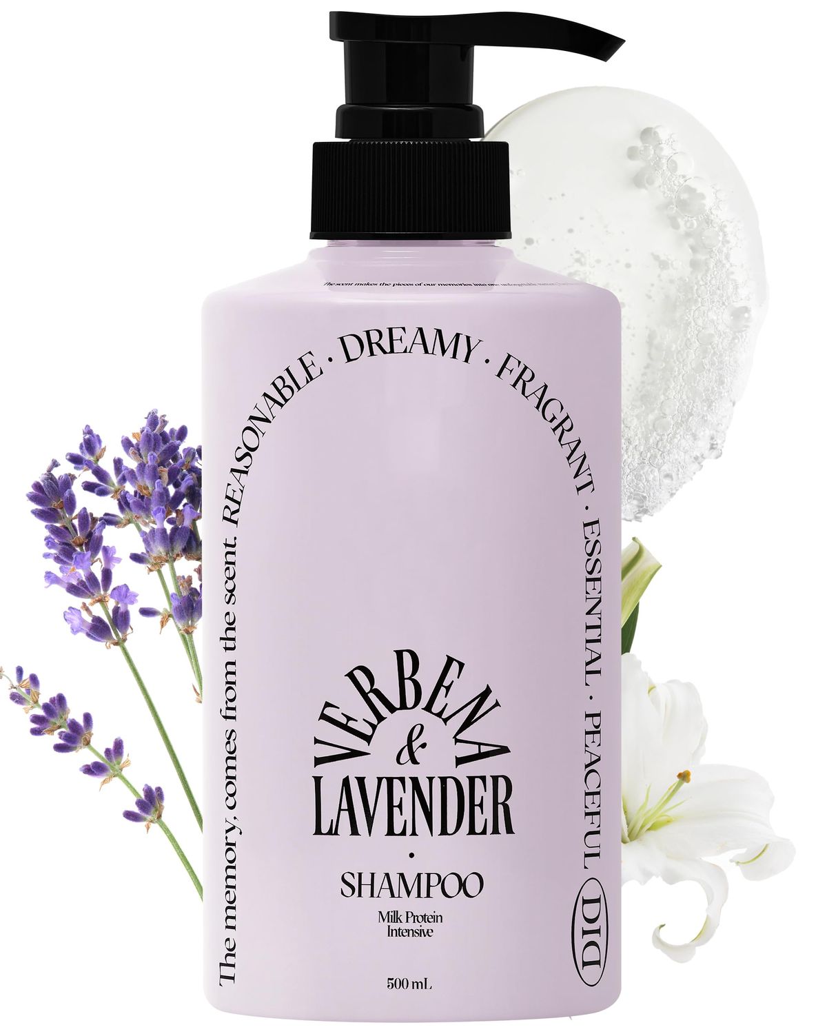 ODID Milk Protein Intensive Shampoo - Korean Volumizing and Hair Loss Relief Perfume Shampoo for Damaged Hair - Subtle Verbena Lavender Scent - pH5.5 Scalp Purifying, 16.9 fl.oz.