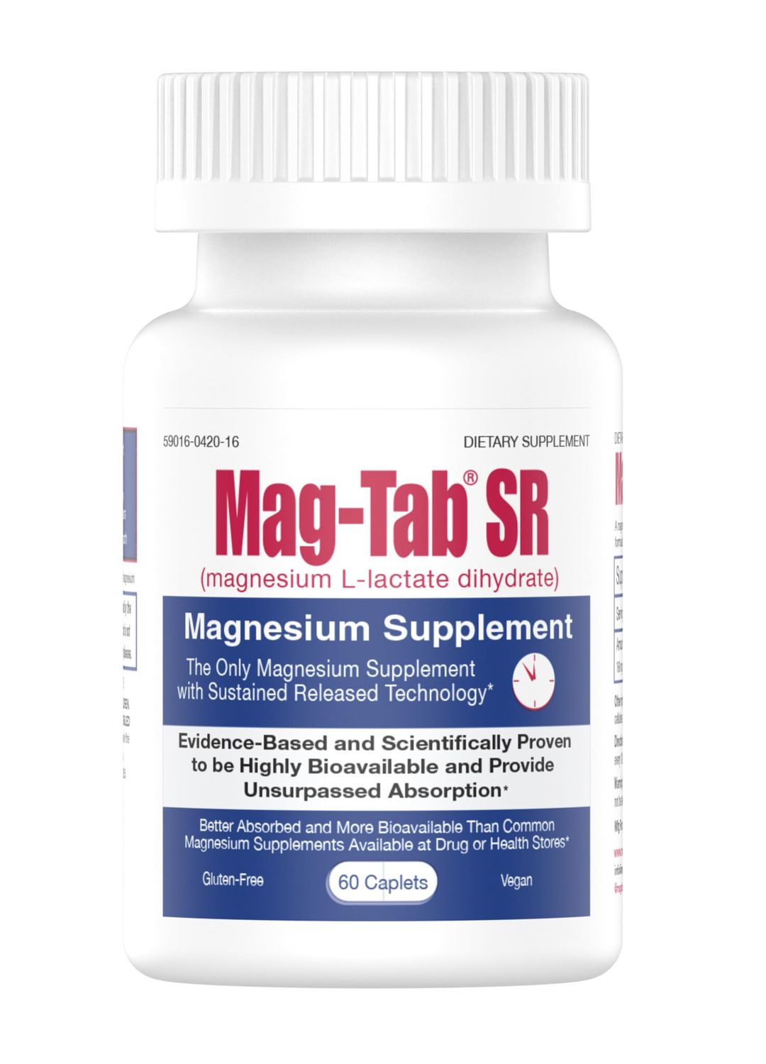 Extended Release Magnesium Lactate Delivery for 10x Better Absorption-Mag-Tab SR (Sustained Release) 60 Count-Supports Sleep, Muscle Cramps, Magnesium Deficiency Health Issue (60)