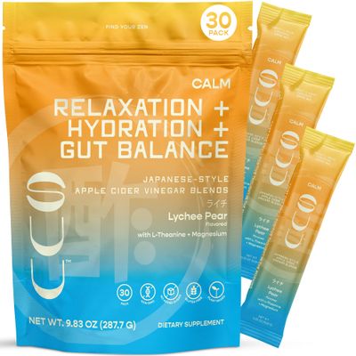 SUU Relaxation, Hydration Gut Health Powder Drink- Japanese Style Apple Cider Vinegar Blends with L-Theanine Magnesium, Maintains Overall Wellness, Focus Digestive Support, Calm, 30 Servings