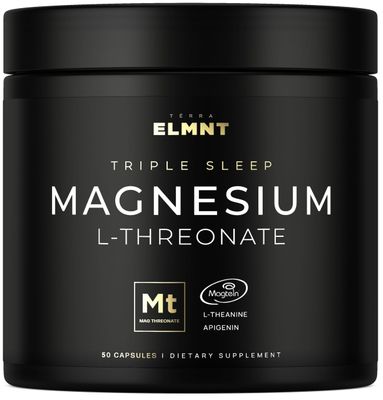 ELMNT Triple Sleep Magnesium Threonate w. Apigenin, Theanine Magtein Magnesium L-Threonate - Highest Absorption Magnesium Supplement Capsules Natural Sleep Aid for Deep Sleep Calm Stress Relief