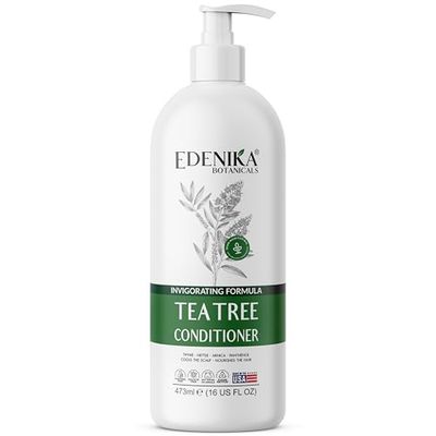 Edenika Botanicals Tea Tree Conditioner with Thyme, Nettle Arnica, 16 fl oz, Invigorating Nourishing Formula, Vegan, Sulfate-Free, Paraben-Free, for All Hair Types