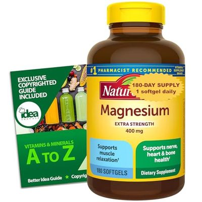 NM Magnesium Oxide 400mg 180 Softgels 180 Days Supply 1 Softgel Daily Supports Muscle Relaxation, Nerve Bone Health Bundle with Vitamins Minerals A to Z - Better Idea Guide