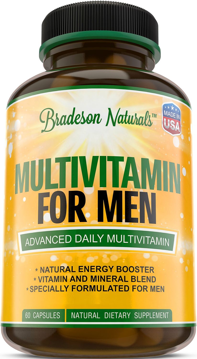 Bradeson Naturals Men&#39;s Multivitamin Supplement for Energy, Focus and Performance. Mens Vitamins A, C, D, E B12, Zinc, Calcium, Magnesium More. Multi Vitamin 60 Capsules Made in The USA