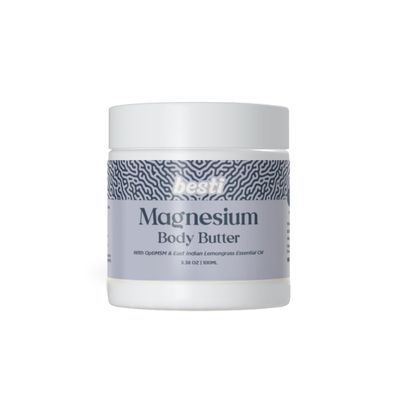 Besti Magnesium Body Butter with 35 Magnesium, Shea Butter Sweet Almond Oil, Naturally Scented with Lemongrass Essential Oil, Fast-Absorbing, Deeply Nourishing, for Soft, Hydrated Skin - 3.8 oz
