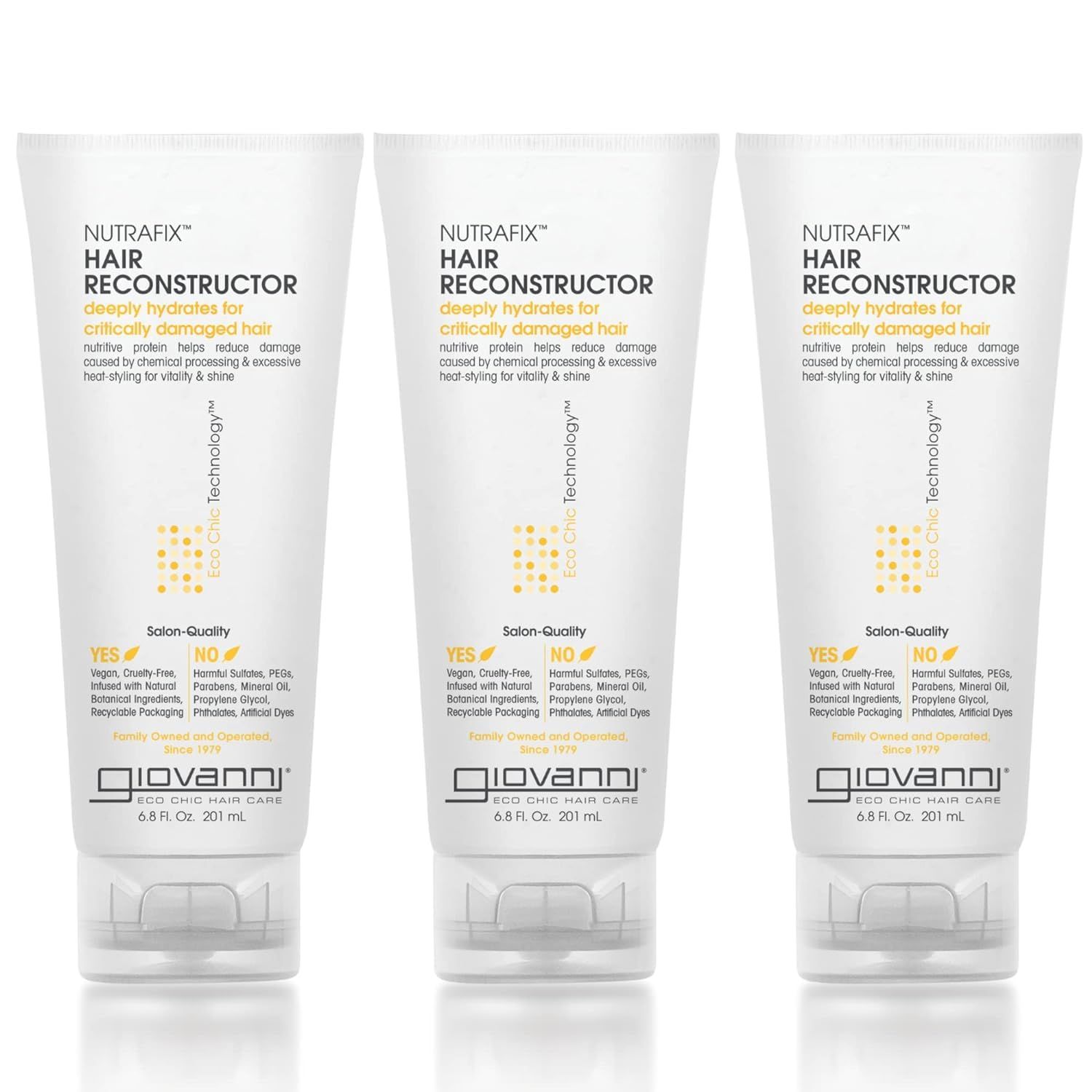 GIOVANNI Nutrafix Hair Reconstructor - Moisturizing Repair for Damaged Hair, Infused with Natural Botanical Ingredients, Encourages Thickness Volume, Color Safe, Salon Quality - 6.8 oz (3 Pack)