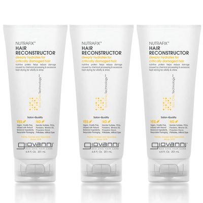 GIOVANNI Nutrafix Hair Reconstructor - Moisturizing Repair for Damaged Hair, Infused with Natural Botanical Ingredients, Encourages Thickness Volume, Color Safe, Salon Quality - 6.8 oz (3 Pack)