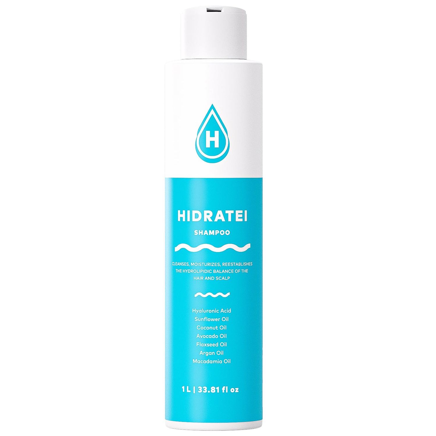 Hidratei All-Purpose Shampoo for All Hair Types, 1 Liter Bottle, Moisturizes, Hydrates Protects, With Hyaluronic Acids and Various Oils (1 Liter Bottle)