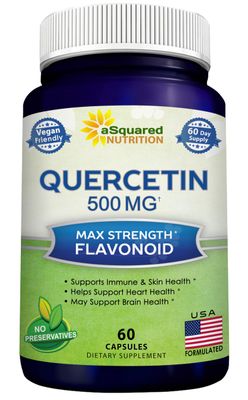 aSquared Nutrition Quercetin 500mg Supplement - 60 Capsules - Quercitin Dihydrate Powder Complex Pills to Support Immune Response Cardiovascular Health - Pure Max Strength