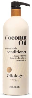 Oliology Nutrient Rich Coconut Oil Conditioner - Restores Vibrancy Softens Hair Repairs Damaged Dry Weak Hair Intensely Hydrates Botanically Infused Paraben Free (32 fl oz)