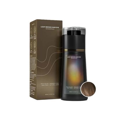 Purinose Dye Shampoo, Hair Care Instant Dye Shampoo, Natural Color for Gray Hair Coverage, Suitable for Women Men (Light Brown)