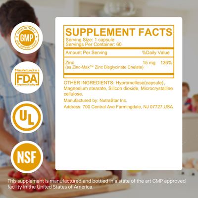 HUJ Zinc, 60 Capsules, Potent Antioxidant for Immune Support