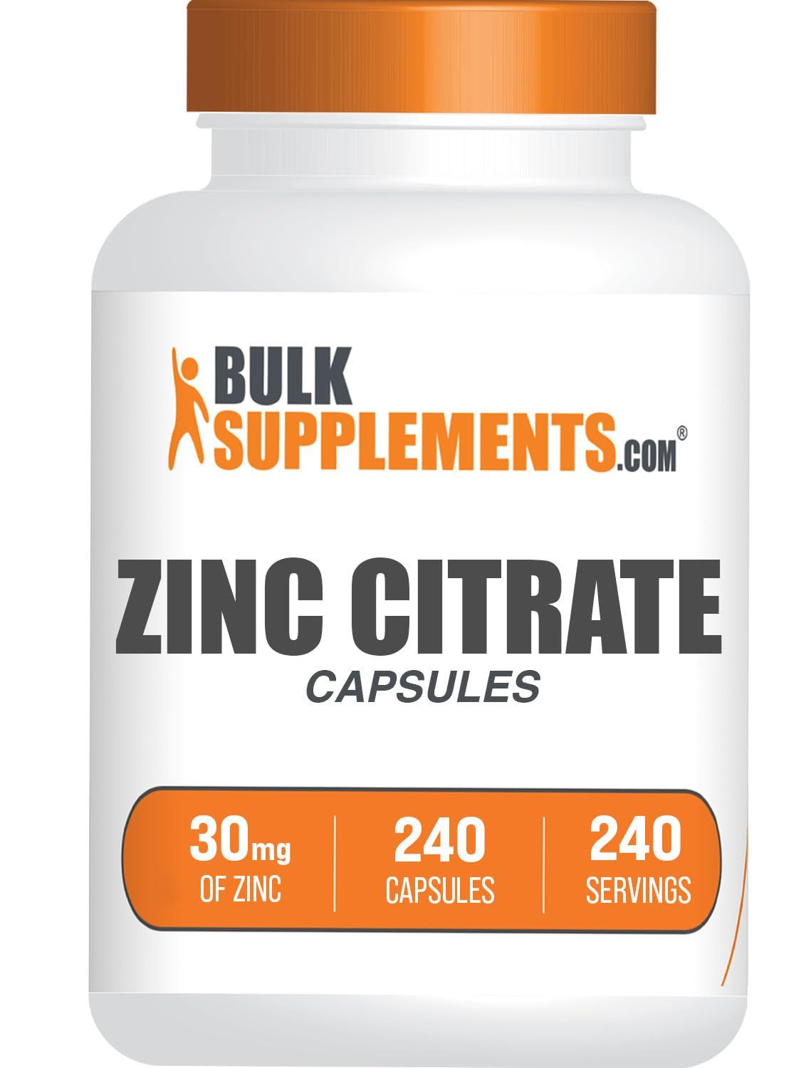 BulkSupplements.com Zinc Citrate Capsules - Zinc Supplements, Gluten Free - 30mg per Serving, 1 Capsule per Serving, 240 Count (Pack of 1)