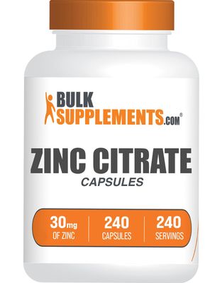 BulkSupplements.com Zinc Citrate Capsules - Zinc Supplements, Gluten Free - 30mg per Serving, 1 Capsule per Serving, 240 Count (Pack of 1)