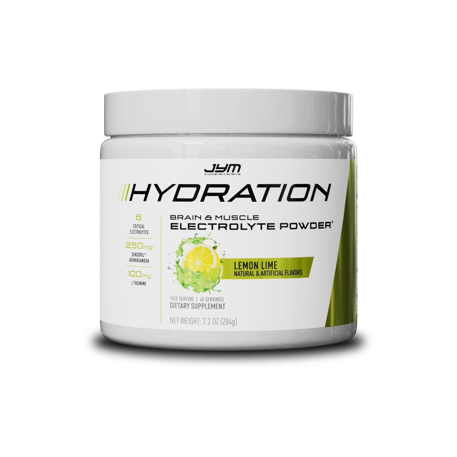 JYM Hydration Lemon Lime Powder, Performance Electrolytes, Potassium, Sodium, Magnesium, for Men Women, Theanine, Ashwaghanda, Theanine, 40 Servings