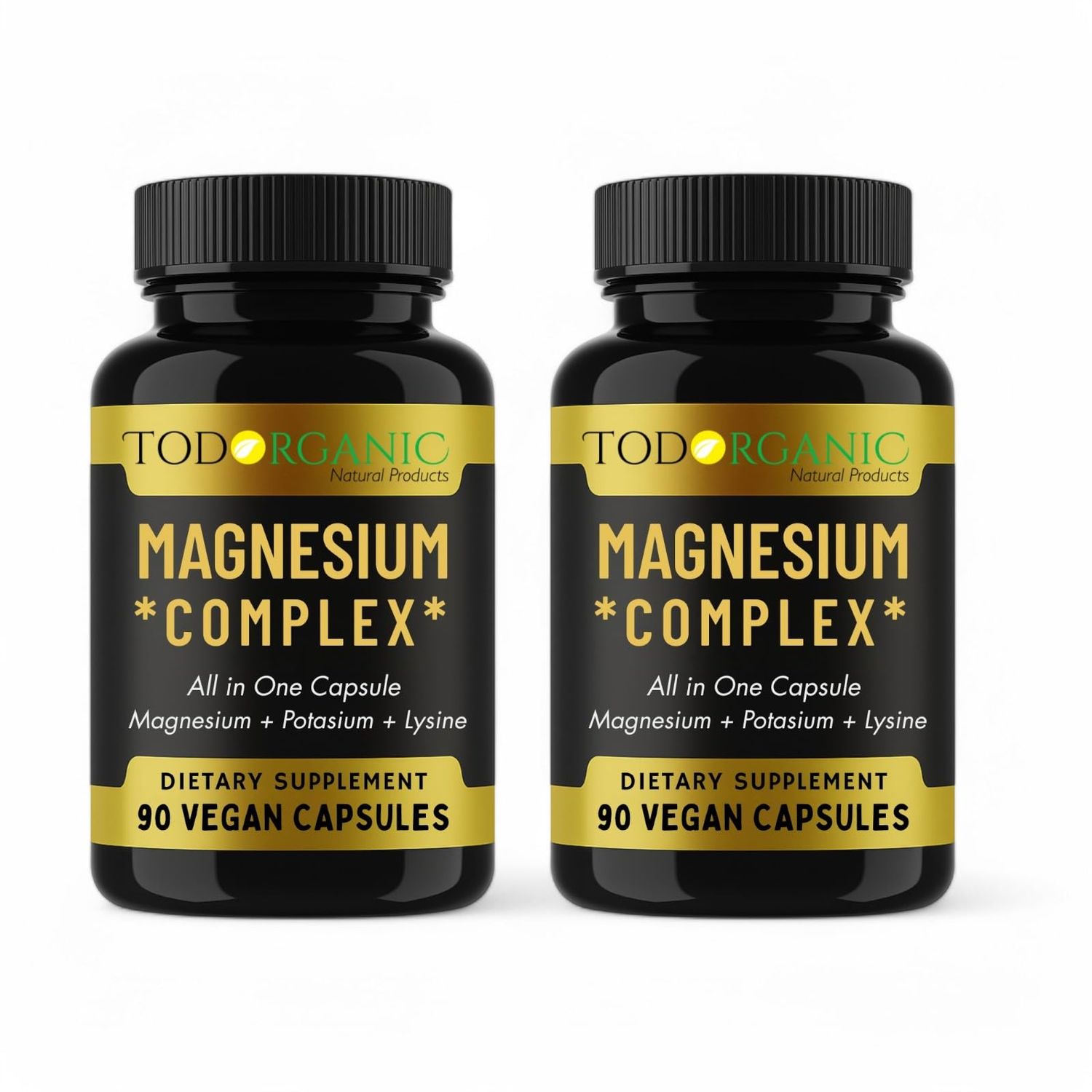 Todorganic Magnesium Citrate Potassium Citrate High-Absorption Vegan Magnesium Supplement Essential Minerals for Muscle Support Relaxation 90 Capsules - 2 Pack