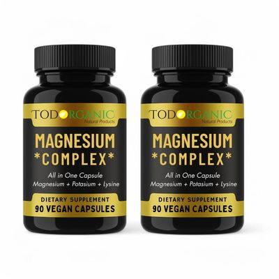 Todorganic Magnesium Citrate Potassium Citrate High-Absorption Vegan Magnesium Supplement Essential Minerals for Muscle Support Relaxation 90 Capsules - 2 Pack