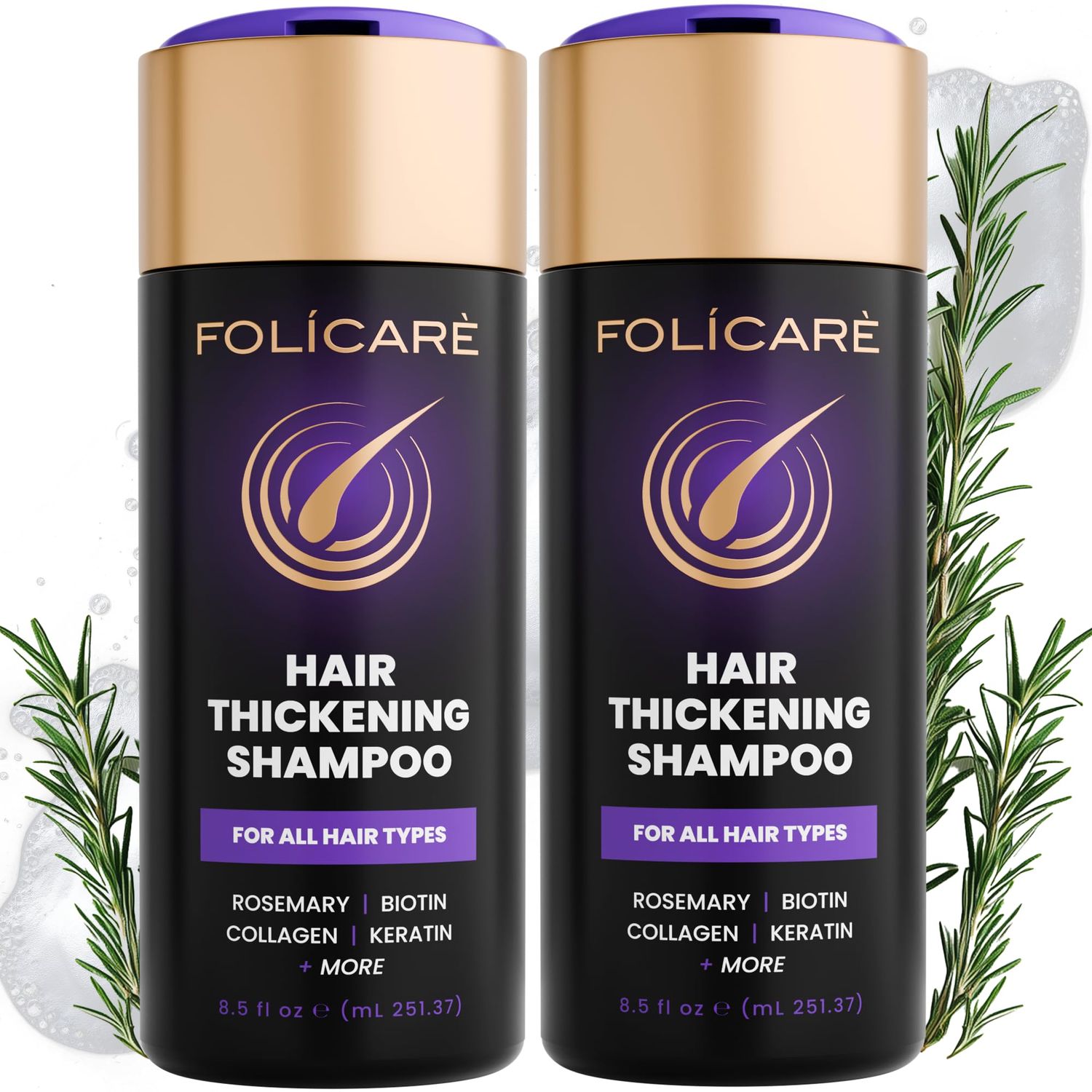 Hair Thickening Shampoo For Women Men (2Pack) - Biotin Shampoo For Men Women&#39;s Thinning Damaged Curly Hair, Sulfate Paraben Free
