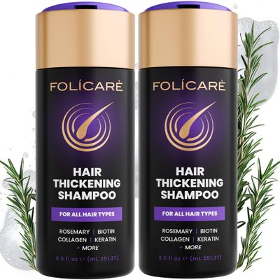 Hair Thickening Shampoo For Women Men (2Pack) - Biotin Shampoo For Men Women&#39;s Thinning Damaged Curly Hair, Sulfate Paraben Free