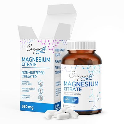 Magnesium Citrate 550 mg per Serving Magnesium for Muscle Support System, 150 Capsule, 75 Day Supply citrato de magnesio.