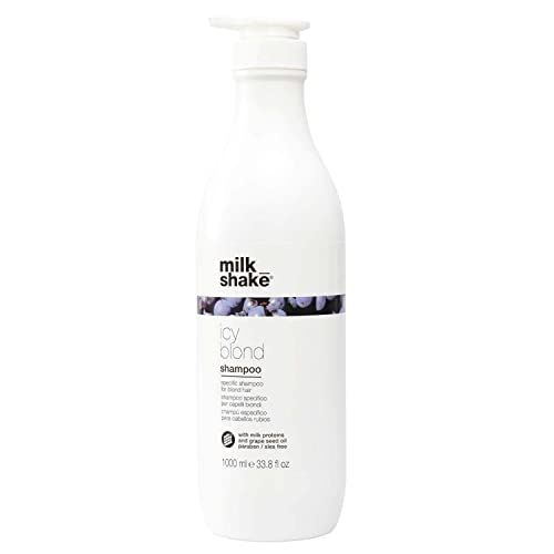 milk_shake icy blond shampoo sulfate-free toning shampoo with black pigment to cool brassy tones and enhance platinum blonde hair ideal for maintaining icy, ash-toned color 33.8 fl oz