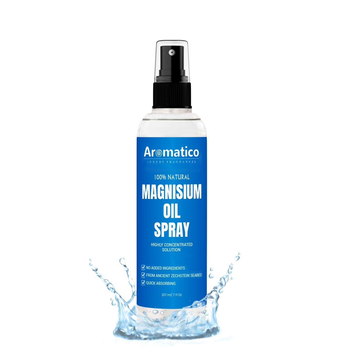 Aromatico Magnesium Oil Spray 7oz - Topical Magnesium Spray Extra Strength - Magnesium Spray for Feet - Magnesium Body Spray -100 Organic Magnesium Oil.
