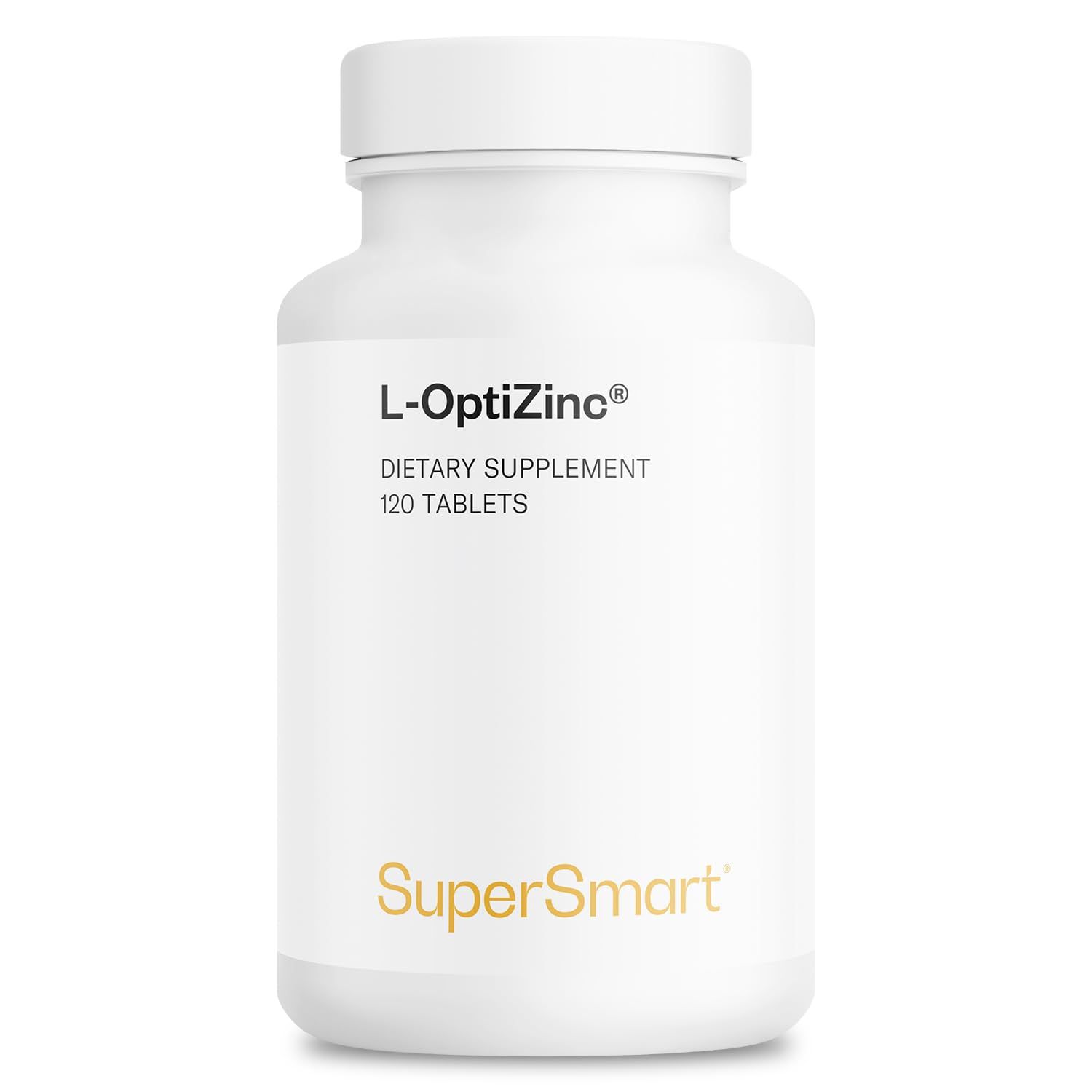 SuperSmart - L-OptiZinc 30mg per Day (Patented Highly Bioavailable) - Zinc Methionine Supplement - Natural Sweet Taste Non-GMO Gluten Free - 120 Tablets